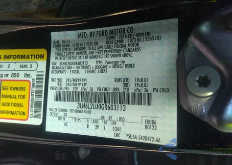 2016 Lincoln Mkz Hybrid z USA, uszkodzony, nr VIN 3LN6L2LU0GR603113